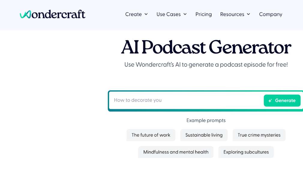 wondercraft ai podcast generator